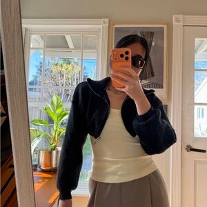 OAK + FORT Black Zip-Up Sweater